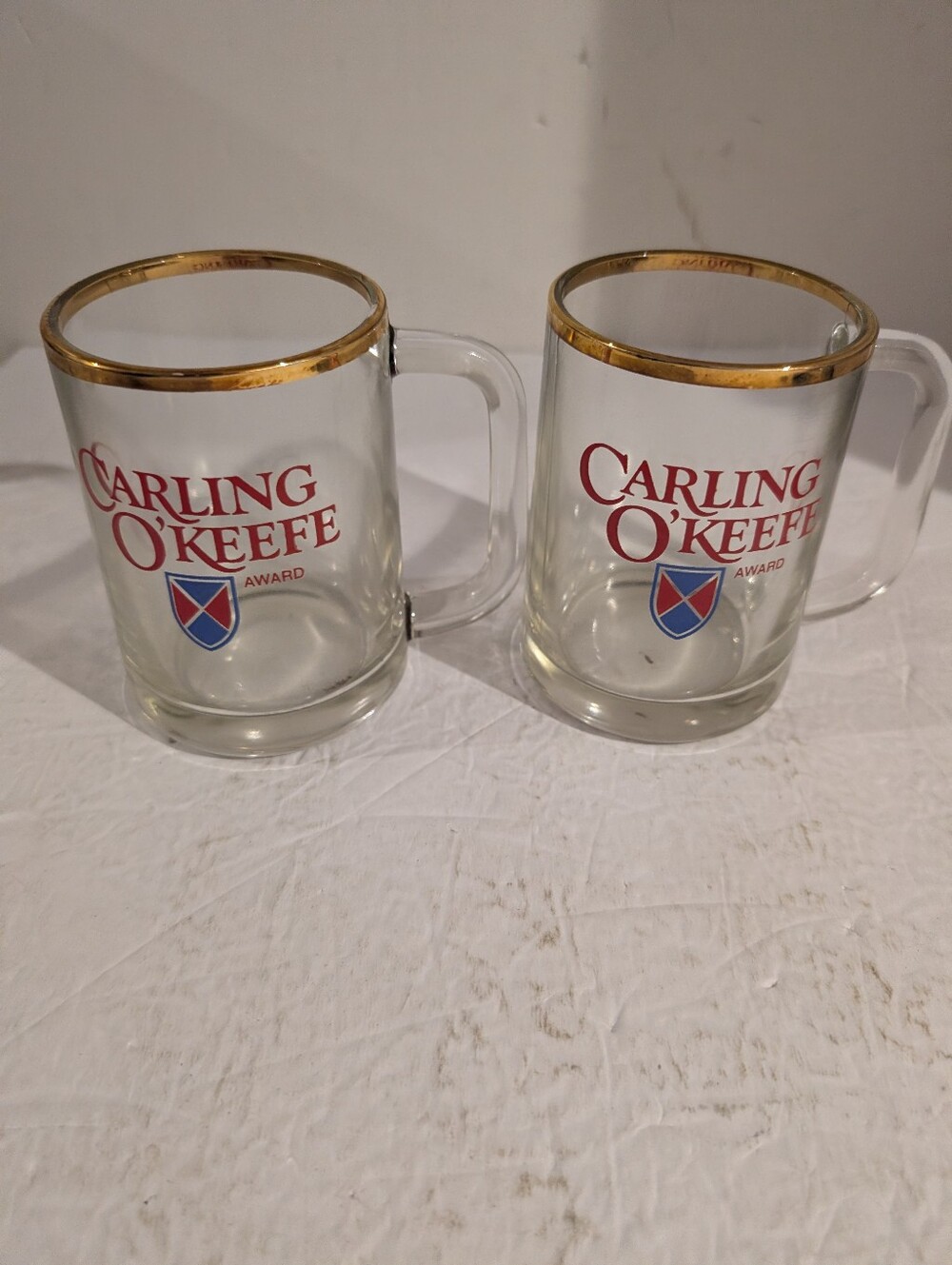 Carling O'Keefe Award Clear Glass Mugs Set Of 2